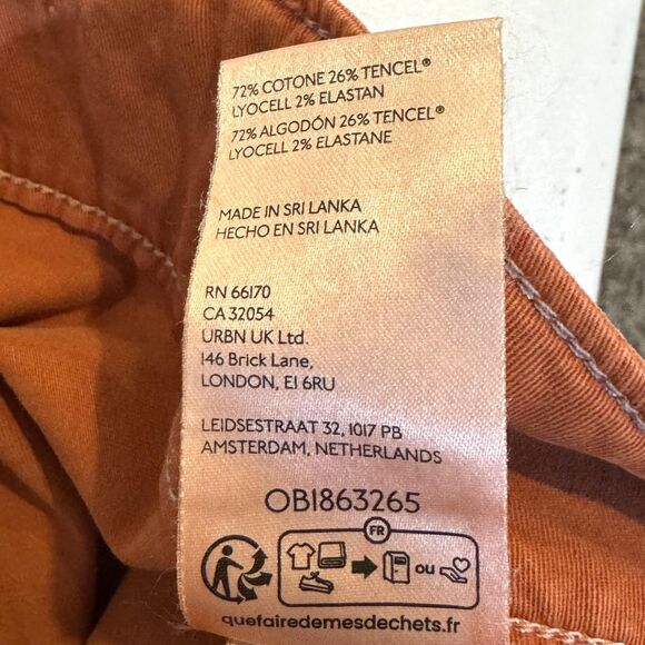 Pilcro Pants Womens 31 Orange Wide Leg Cropped High Rise Twill Utility Stretch - Picture 7 of 8